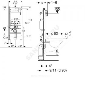 Инсталляция для подвесного унитаза Duofix UP100 с кнопкой смыва Delta 51 альпийский белый Geberit 458.125.11.1