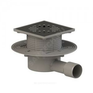 Трап регулируемый с гидрозатвором+механический сухой затвор Дн 40/50 с нержавеющей решёткой 150х150мм горизонтальный выпуск Татполимер ТП-5612(Hs+Ms)