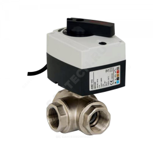 Кран шаровой латунь никель 3-ход AMZ 113 Ду 15 Ру40 ВР полнопроходной с эл/прив с выводом для насоса Danfoss 082G5412