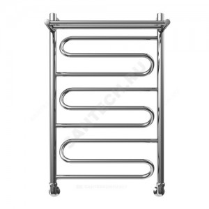 Полотенцесушитель водяной нерж сталь Лесенка Ду 25 (1") НР с полочкой 600х600мм нижнее подключение в/к соединитель (1"х3/4") Ручей Элит-Металл В-21-13