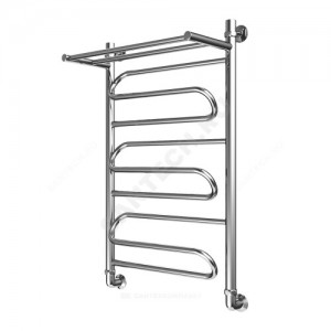 Полотенцесушитель водяной нерж сталь Лесенка Ду 25 (1") НР с полочкой 600х600мм нижнее подключение в/к соединитель (1"х3/4") Ручей Элит-Металл В-21-13