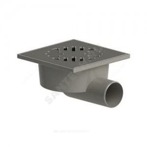 Трап нерегулируемый с механическим "сухим" затвором Дн 50 с нержавеющей решёткой 150х150мм горизонтальный выпуск Татполимер ТП-103.50-150HSMs