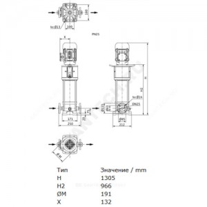 Насос многоступенчатый вертикальный HELIX V 422-2/25/V/KS/400-50 PN25 3х400В/50 Гц Wilo 4160565