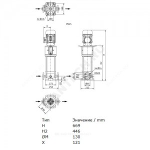 Насос многоступенчатый вертикальный HELIX V 404-2/25/V/KS/400-50 PN25 3х400В/50 Гц Wilo 4160551