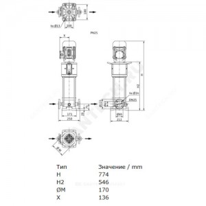 Насос многоступенчатый вертикальный HELIX V 408-2/25/V/KS/400-50 PN25 3х400В/50 Гц Wilo 4160555