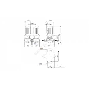 Насос ин-лайн с сухим ротором TPD 100-130/4-A-F-A-BAQE PN16 сдвоенный 3х380-415В/50 Гц Grundfos 96109350