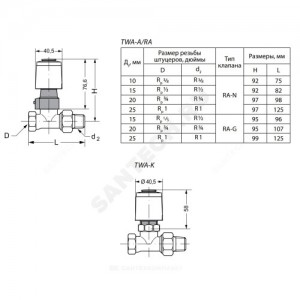 Привод термоэлектрический TWA-K норм/открыт 230В гайка М30х1,5 Danfoss 088H3143