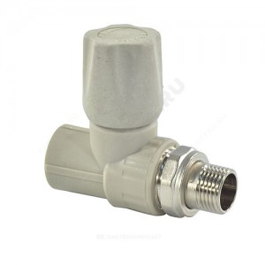 Клапан (вентиль) PP-R запорный серый НР Дн 20х1/2" Ру25 прямой для радиатора VALFEX 1014620012Г