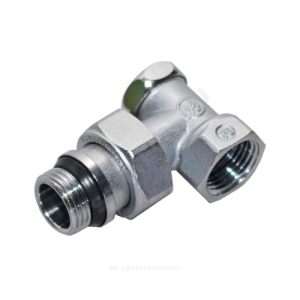 Клапан запорный для радиатора R16TG Ду 15 Ру16 1/2"x3/4"ЕК НР угловой штуцер с герметичной прокладкой Giacomini R16EX037