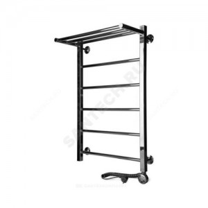 Полотенцесушитель электрический нерж сталь Лесенка с полочкой 600х800мм 8П ТЭН справа Классика-Люкс Элит-Металл Э-40-14