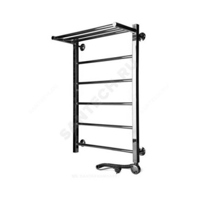 Полотенцесушитель электрический нерж сталь Лесенка с полочкой 400х700мм 7П ТЭН справа Классика-Люкс Элит-Металл Э-40-03