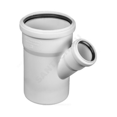 Тройник PP-H переходной бесшумный белый Дн 110х50х45гр б/нап в/к RTP (РосТурПласт) 24557