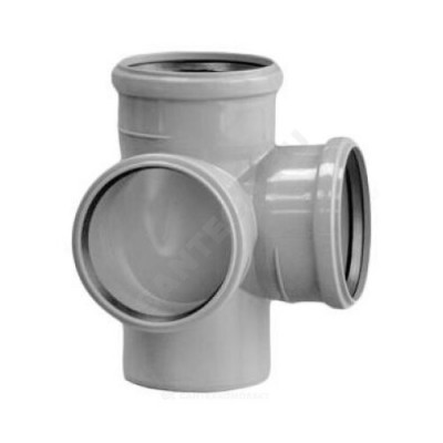 Крестовина PP-H 2-плоскостная правая серая Дн 110х110х50х87гр б/нап в/к Политэк 1201104