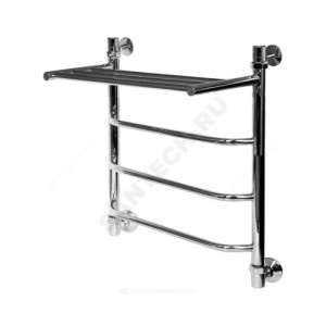 Полотенцесушитель водяной нерж сталь Лесенка Ду 25 (1") НР с полочкой 600х700мм 5П нижнее подключение в/к соединитель (1"х3/4") Уют Элит-Металл В-24-14