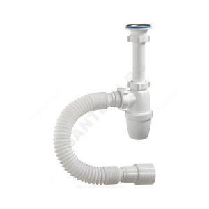 Сифон для умывальника бутылочный 1 1/4"x40 с гофрой 40х40/50 с удлиненным патрубком выпуск с нержавеющей решёткой D=63мм Орио А-32059