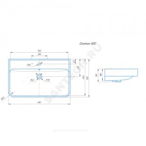 Умывальник мебельный Олимпия 80 белый Kirovit (Кировская керамика)