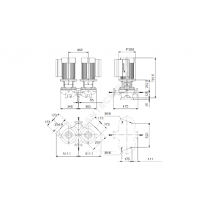 Насос ин-лайн с сухим ротором TPED 65-460/2-S-A-F-A-BQQE PN16 сдвоенный 3х380-500В/50 Гц c датчиком перепада давления Grundfos 99132835
