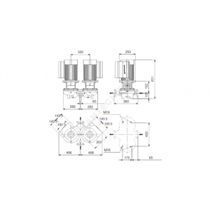 Насос ин-лайн с сухим ротором TPED 65-210/2-S-A-F-A-BQQE PN16 сдвоенный 3х380-500В/50 Гц c датчиком перепада давления Grundfos 99132830