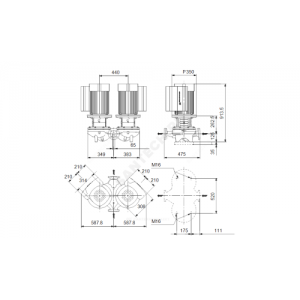 Насос ин-лайн с сухим ротором TPED 65-660/2-S A-F-A-BQQE сдвоенный 3х380-480В/50 Гц Grundfos 96945781