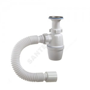 Сифон для умывальника бутылочный 1 1/2х40 с гофрой 40х50 литой выпуск с нержавеющей решёткой D=70мм Орио А-402921