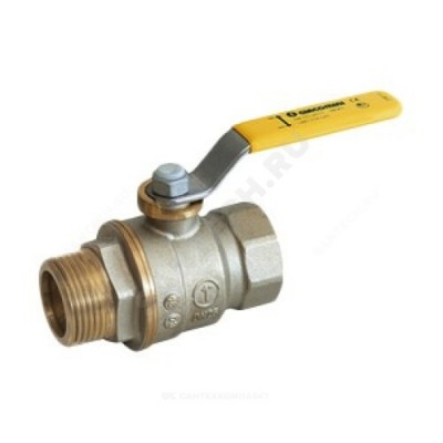 Кран шаровой латунь никель газ R734LG Ду 32 ВР/НР полнопроходной рычаг Giacomini R734LGAX006