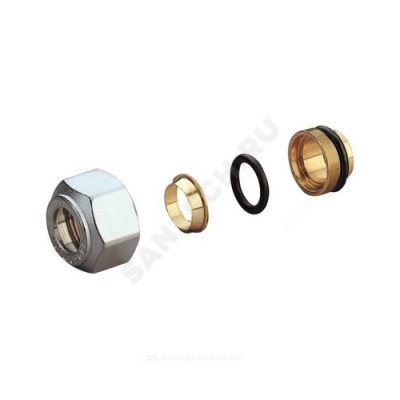 Соединитель латунь для медных труб база 22мм Дн 18х22 обжим/ВР R178 Giacomini R178X042