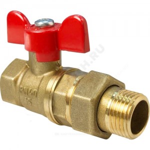 Кран шаровой латунь 11Б27фт1М Ду 15 Ру40 ВР/"американка" полнопроходной бабочка VALFEX VF.227.LB1.012