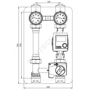 Группа насосная Regumat M3-180 Ду 25 правая со смешением без насоса Oventrop 1357220