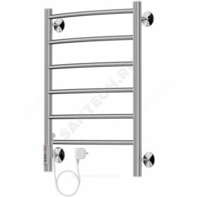 Полотенцесушитель электрический нерж сталь Лесенка 450х650мм 6П со встроенным диммером слева Классик Терминус 4630080268425