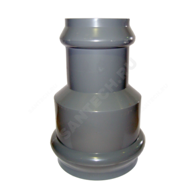 Муфта НПВХ серая SDR26 переходная Дн 160х110 Ру10 раструбная напорная в/к 2181100