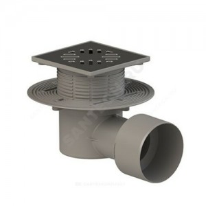 Трап регулируемый с поплавковым "сухим" затвором Дн 75/110 с нержавеющей решёткой 150х150мм горизонтальный выпуск Татполимер ТП-1612Ds