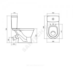 Унитаз-компакт Уно белый нижний подвод косой выпуск 2/реж полипропилен Soft close Santek 1.WH50.1.613
