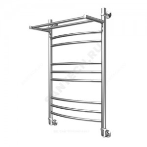 Полотенцесушитель водяной нерж сталь Лесенка Ду 25 (1") НР с полочкой 600х600мм 9П нижнее подключение в/к соединитель (1"х3/4") Элит Элит-Металл В-32-13