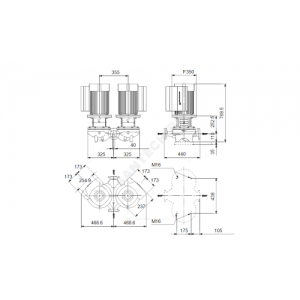 Насос ин-лайн с сухим ротором TPED 40-630/2-S A-F-A-BAQE сдвоенный 3х380-500В/50 Гц Grundfos 99114817