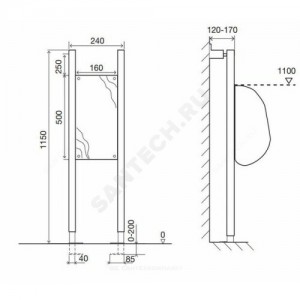 Инсталляция для откидных поручней и перегородок Easy Structure OLI 031526