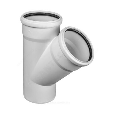 Тройник PP-H бесшумный белый Дн 110х110х45гр б/нап в/к RTP (РосТурПласт) 24559