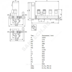 Установка повышения давления SiBoost Smart 3 HELIX VE 1005 Wilo 2799761