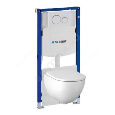 Комплект 4 в 1 Acanto унитаз подвесной + инсталляция + кнопка смыва + сиденье дюропласт микролифт Geberit 500.301.KJ.A