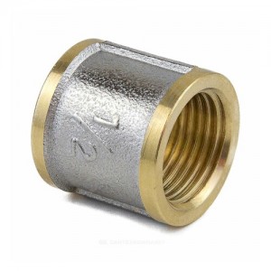 Муфта латунь никель Ду 32 (1 1/4") ВР 9018 ГОСТ 32585-2013 Aquasfera 9018-04