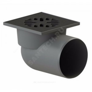 Трап нерегулируемый с поплавковым "сухим" затвором Дн 110 с чугунной решёткой 150х150мм горизонтальный выпуск Татполимер ТП-105.110-150HPDs