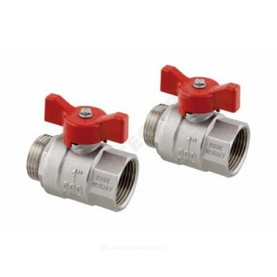 Комплект шаровых кранов латунь никель VARIO Ду 25 ВР/НР бабочка Uponor 1059132