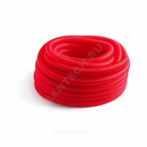Шланг гофрированный для PE-X Дн 32 для трубы Дн 20 красный бухта 50м РОС