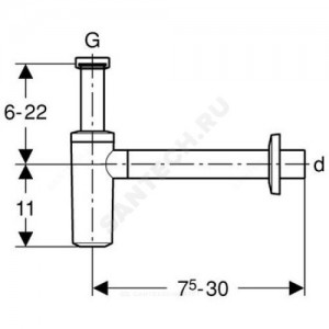 Сифон для умывальника бутылочный пластик 1 1/4"x32 с прямой трубкой хром без выпуска Geberit 151.034.21.1