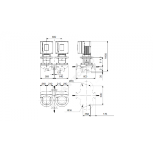 Насос ин-лайн с сухим ротором TPED 125-190/4-S A-F-A-BQQE сдвоенный 3х380-480В/50 Гц Grundfos 98743766
