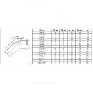 Отвод PP-H серый Дн 110х67гр б/нап в/к VALFEX 20132110