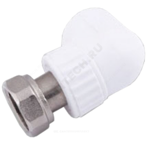 Угольник PP-R комбинированный белый с накидной гайкой Дн 20х1/2" VALFEX 10138020