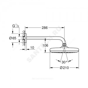 Душ верхний серия Tempesta 286мм Grohe 26412000