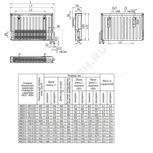 Конвектор настенный проходной "Универсал" МКСК 15 П (А08) (малой глубины) 1.573кВт двухтр с т/клапаном (угл) Danfoss 013G4203 ниж/п резьба прав Сантехпром 9104107