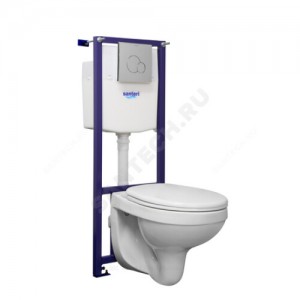 Комплект 4 в 1 Альфа унитаз подвесной + инсталляция + кнопка смыва + сиденье полипропилен Santeri 1.3815.9.S00.00B.0