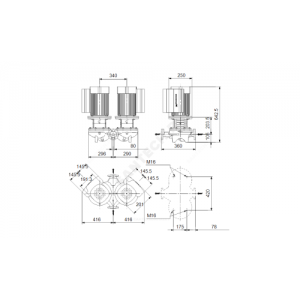 Насос ин-лайн с сухим ротором TPED 80-210/2-A-F-A-BQQE PN16 сдвоенный 3х380-500В/50 Гц Grundfos 99114617